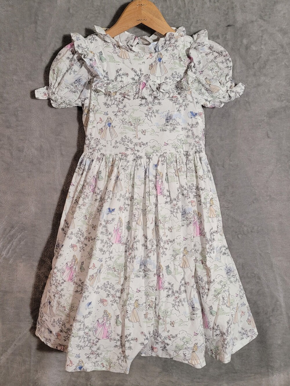 Disney x Janie and Jack Cream and Sugar Aurora Toile Dress Girls Sz 7yrs